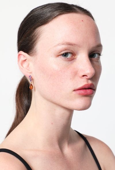 Vintage Fine Jewelry 18k Gold, Amethyst & Citrine Earrings - 2