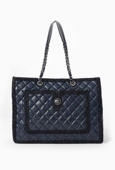 Chanel Tweed Trim Shopping Tote Bag - 1