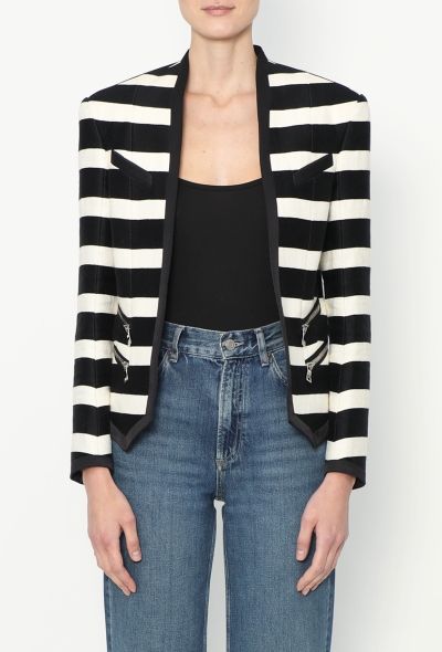 Balmain 2018 Bicolor Collarless Blazer - 1