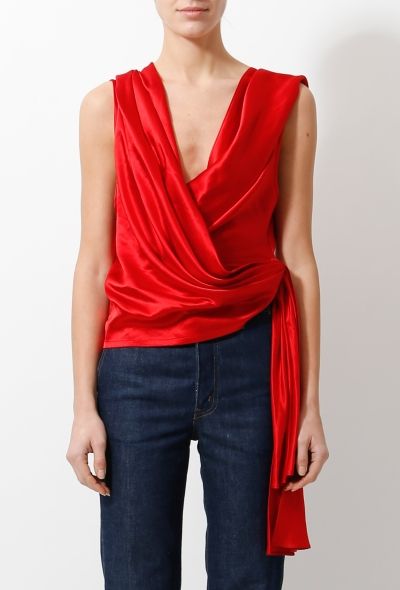 Saint Laurent Vintage V Draped Silk Top - 2