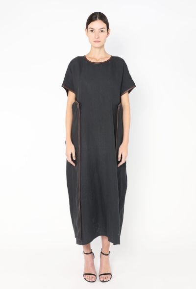 Céline S/S 2018 Leather Trim Linen Kaftan - 1