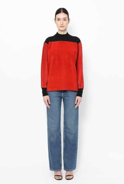 Saint Laurent Vintage Suede Embroidered Sweater - 2