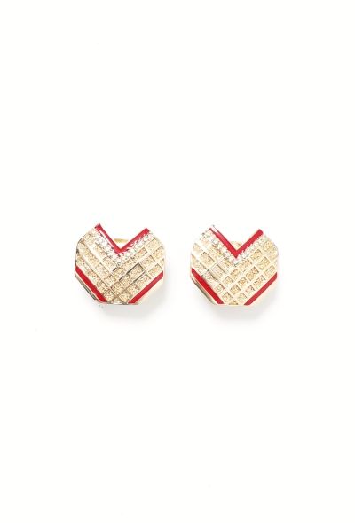 Balenciaga Vintage Embellished Heart Clip Earrings - 2