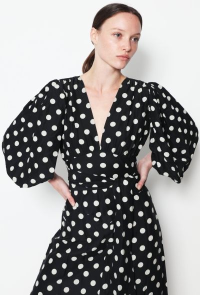Saint Laurent 70s Polka Dot Belted Silk Dress - 1
