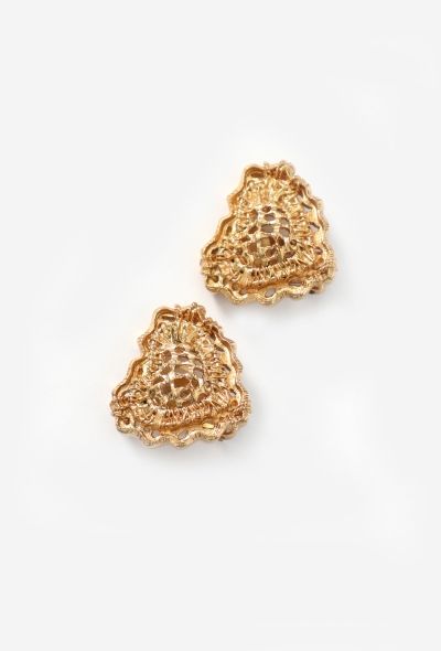 Christian Lacroix '90s Sculpted Heart Clip Earrings - 2