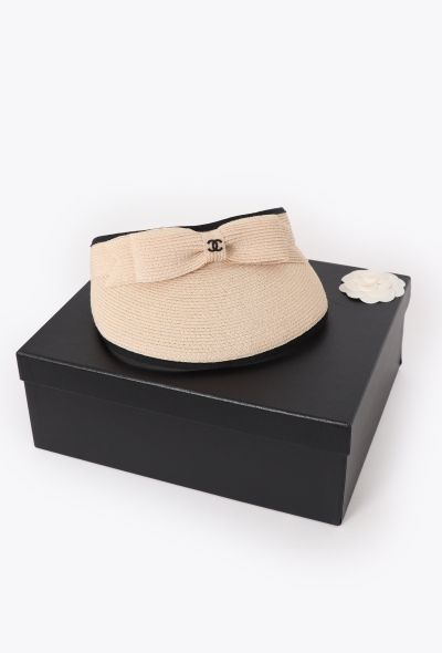 Chanel 2021 Raffia 'CC' Bow Visor - 2