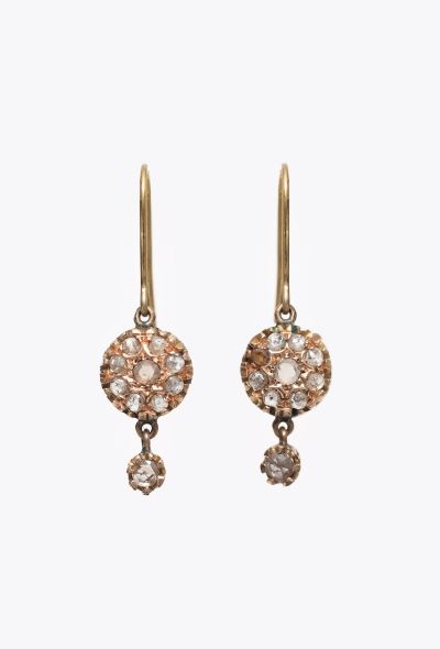 Modern Fine Jewelry 18K Gold & Rose-Cut Diamond Pendant Earrings - 1