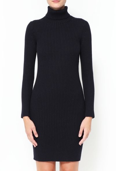 Ribbed Turtleneck Knit Dress - 1