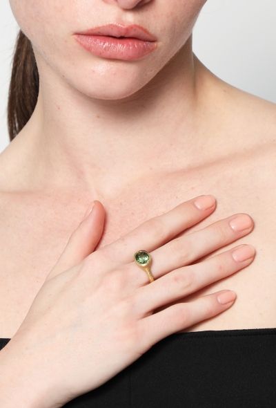 Vintage Fine Jewelry 18k Gold & Green Tourmaline Ring - 2