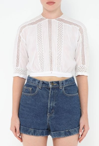 Antique Lace Trim Pintuck Top - 1