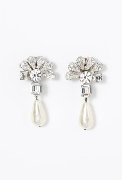 Saint Laurent Early '90s Strass & Pearl Clip Earrings - 1
