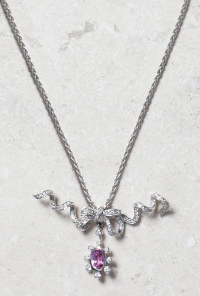 Mellerio 18k White Gold, Pink Sapphire & Diamond Necklace - 1