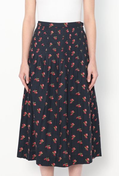 Saint Laurent '70s Pleated Floral Print Skirt - 2
