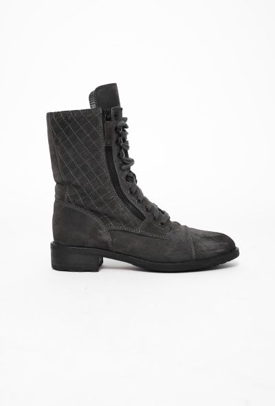 Chanel Suede 'CC' Combat Boots - 1