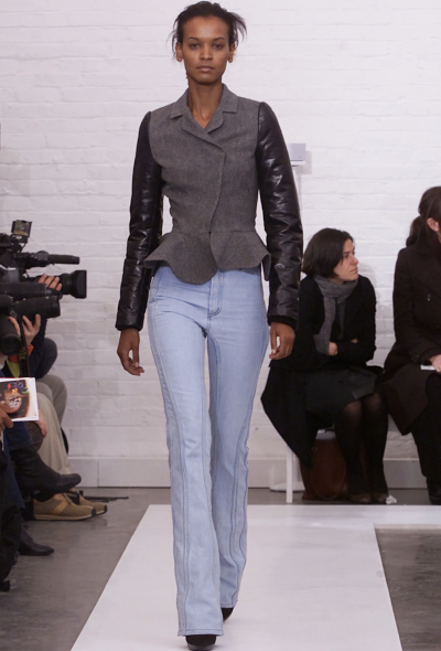 Balenciaga F/W 2002 Wool Leather Peplum Jacket - 2
