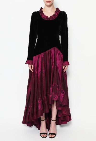 Saint Laurent Late '70s Velvet Taffeta Dress - 2