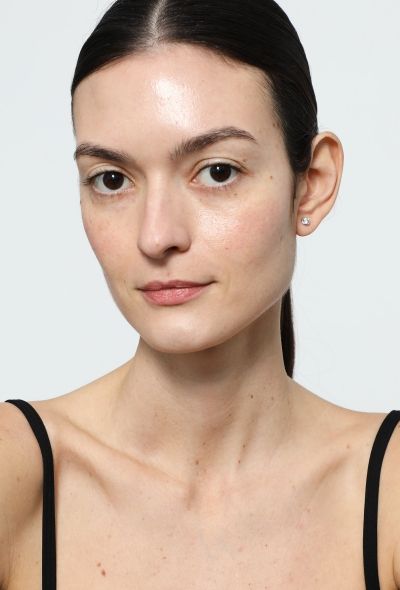 Vintage Fine Jewelry 18k White Gold & Round Diamond Studs - 2