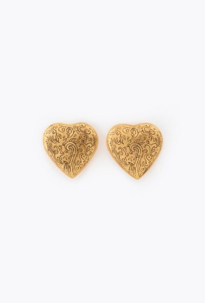 Saint Laurent Vintage Arabesque Heart Clip Earrings - 1