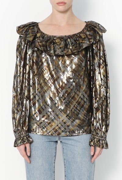 Saint Laurent Vintage Metallic Ruffled Blouse - 1
