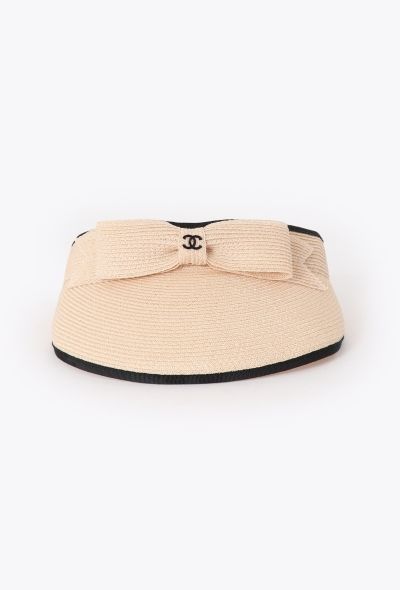 Chanel 2021 Raffia 'CC' Bow Visor - 1