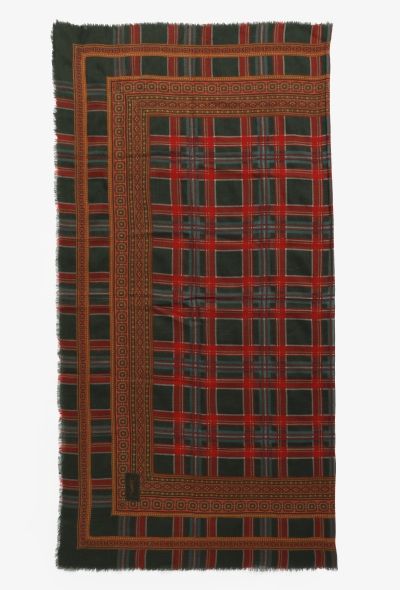 Saint Laurent Vintage Checkered Wool & Silk Scarf - 2