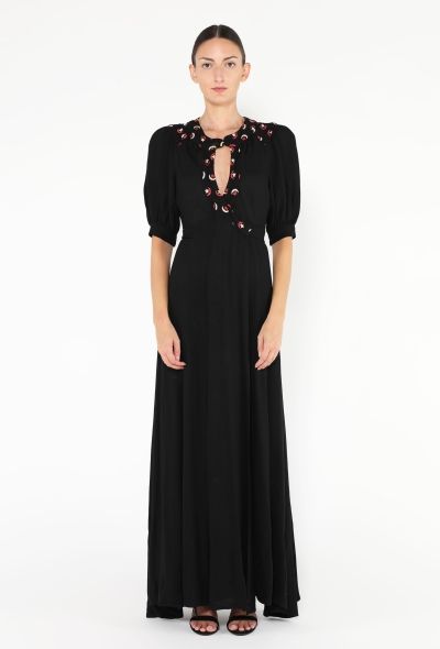 Ossie Clark '70s Embroidered Moss Crêpe Dress - 1