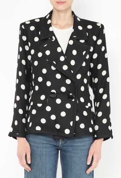 Saint Laurent 1990 Silk Polka Dot Blazer - 2