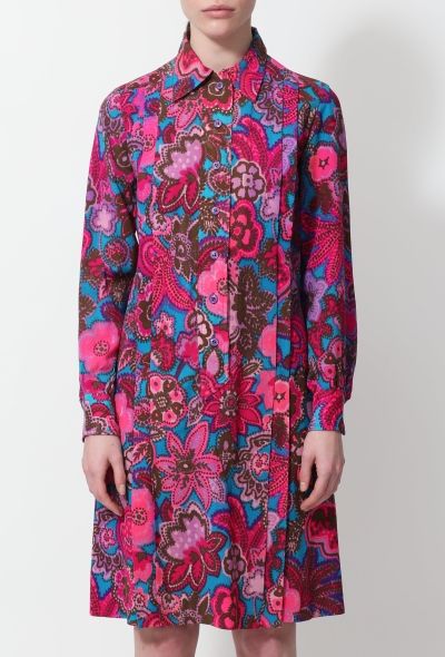 Saint Laurent 1972 Wool Floral Pleated Dress - 2