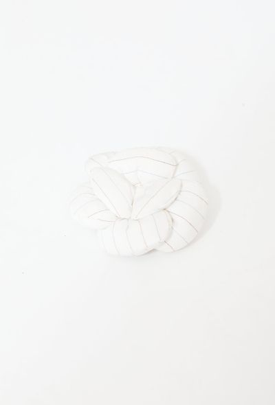 Chanel Pinstripe Camélia Cotton Brooch - 2