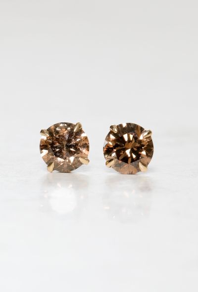 Modern Fine Jewelry 18k Gold & Brown Diamond Studs - 1