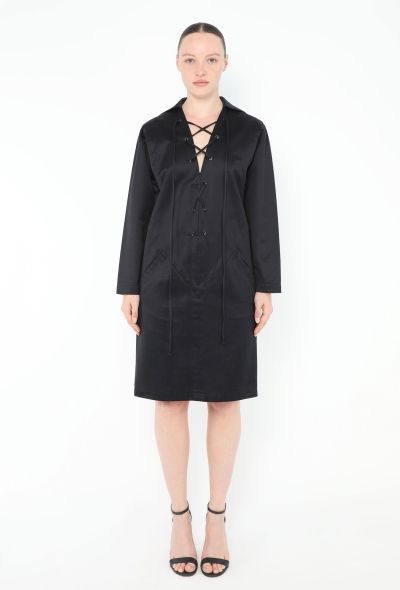 Saint Laurent Rare S/S 1991 Lace-Up Safari Dress - 1