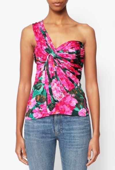 Balenciaga 2008 Ruched Floral Jersey Top - 1