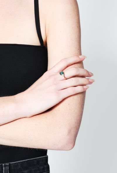 Vintage Fine Jewelry 18k Yellow Gold & Green Tourmaline Ring - 2