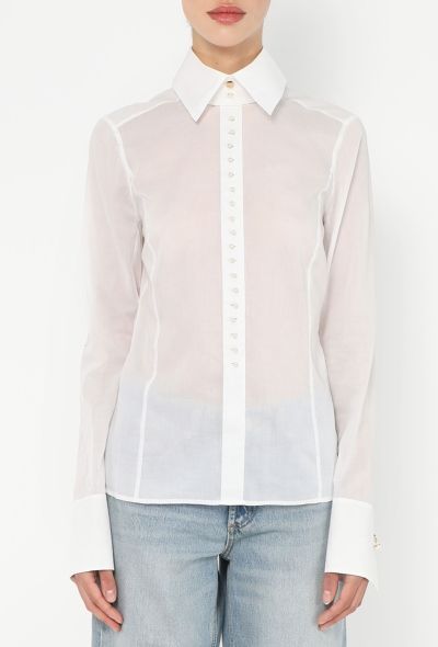 Chanel 2005 Pearl Button Voile Blouse - 1