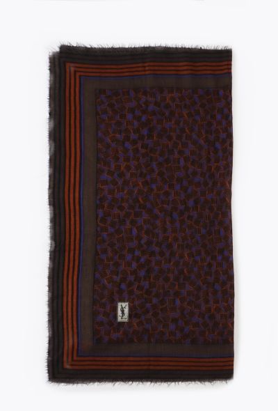 Saint Laurent Late '70s Frayed Graphic Scarf - 2