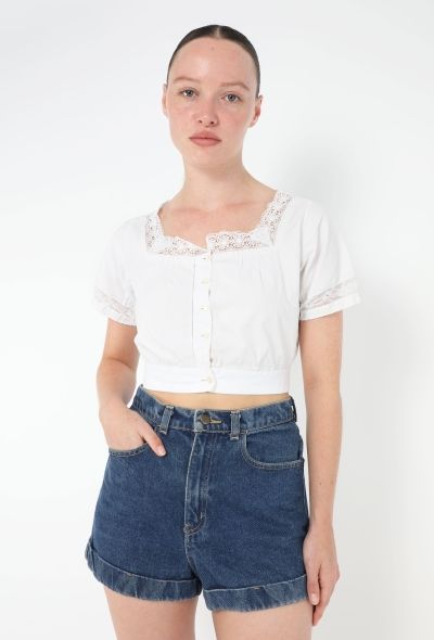 Antique Lace Trim Cotton Top - 1