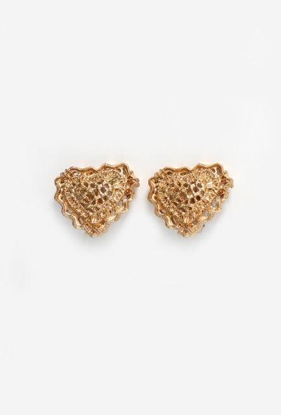 Christian Lacroix '90s Sculpted Heart Clip Earrings - 1