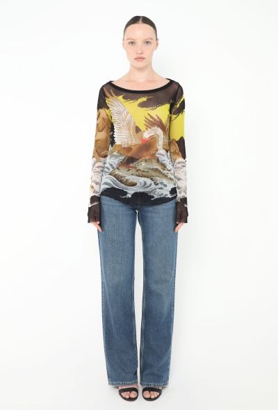 Jean Paul Gaultier 1999 Soleil Mesh Eagle Print Top - 2