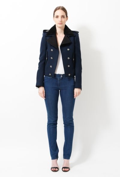 Balenciaga 2007 Shearling Military Felt Jacket - 2