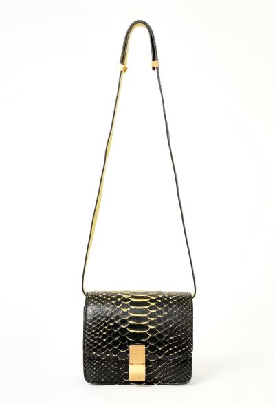 Céline Mini Classic Box Black and yellow Python Bag - 1