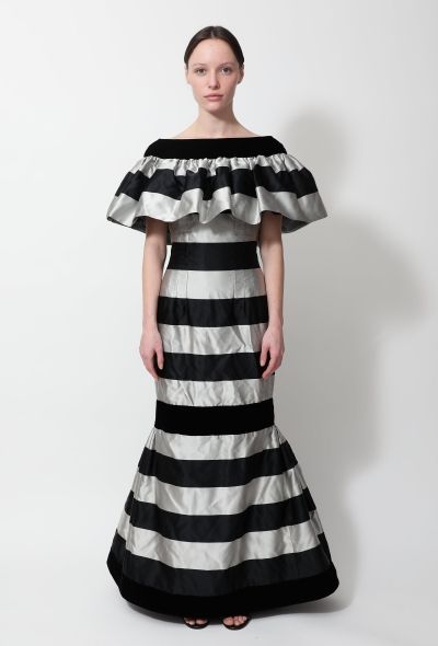 Oscar De La Renta Satin & Velvet Flamenco Gown - 2