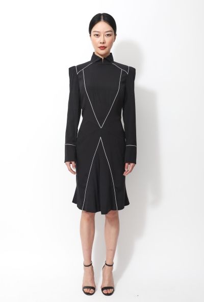 Thierry Mugler 1979 Couture Trimmed Midi Dress - 1