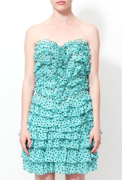 Saint Laurent Ruffled Polka Dot Chiffon Dress - 2