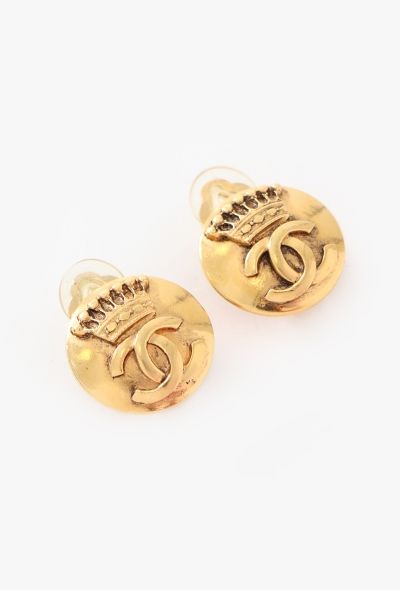Chanel 1996 Crown 'CC' Clip Earrings - 2