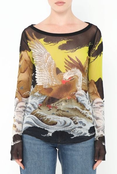 Jean Paul Gaultier 1999 Soleil Mesh Eagle Print Top - 1