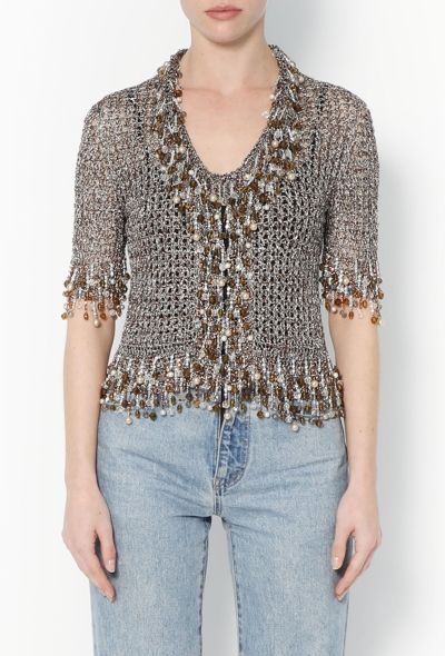 Azzaro RARE '70s Iridescent Embellished Top - 1