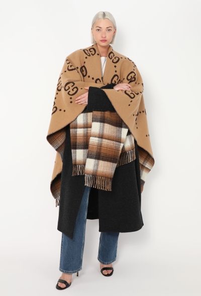 Gucci 2019 Reversible Fringe Emblem Cape - 1
