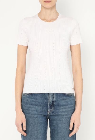 Chanel 2021 Pointelle Ribbed 'CC' Top - 2