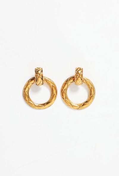 Chanel Vintage Quilted Hoop Earrings - 1
