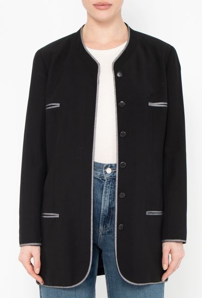Chanel TIMELESS S/S 1996 Collarless Black Jacket - 1